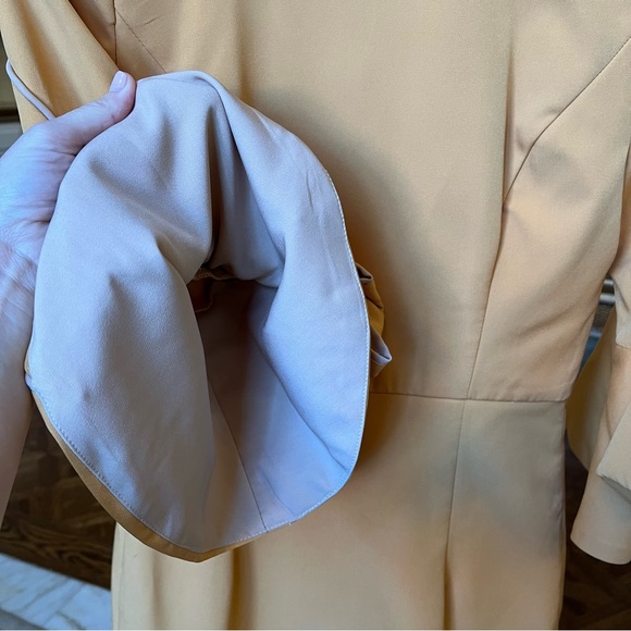 Mustard Yellow/Gold Mini Dress with Statement Bow Sleeves - Picture 3 of 8